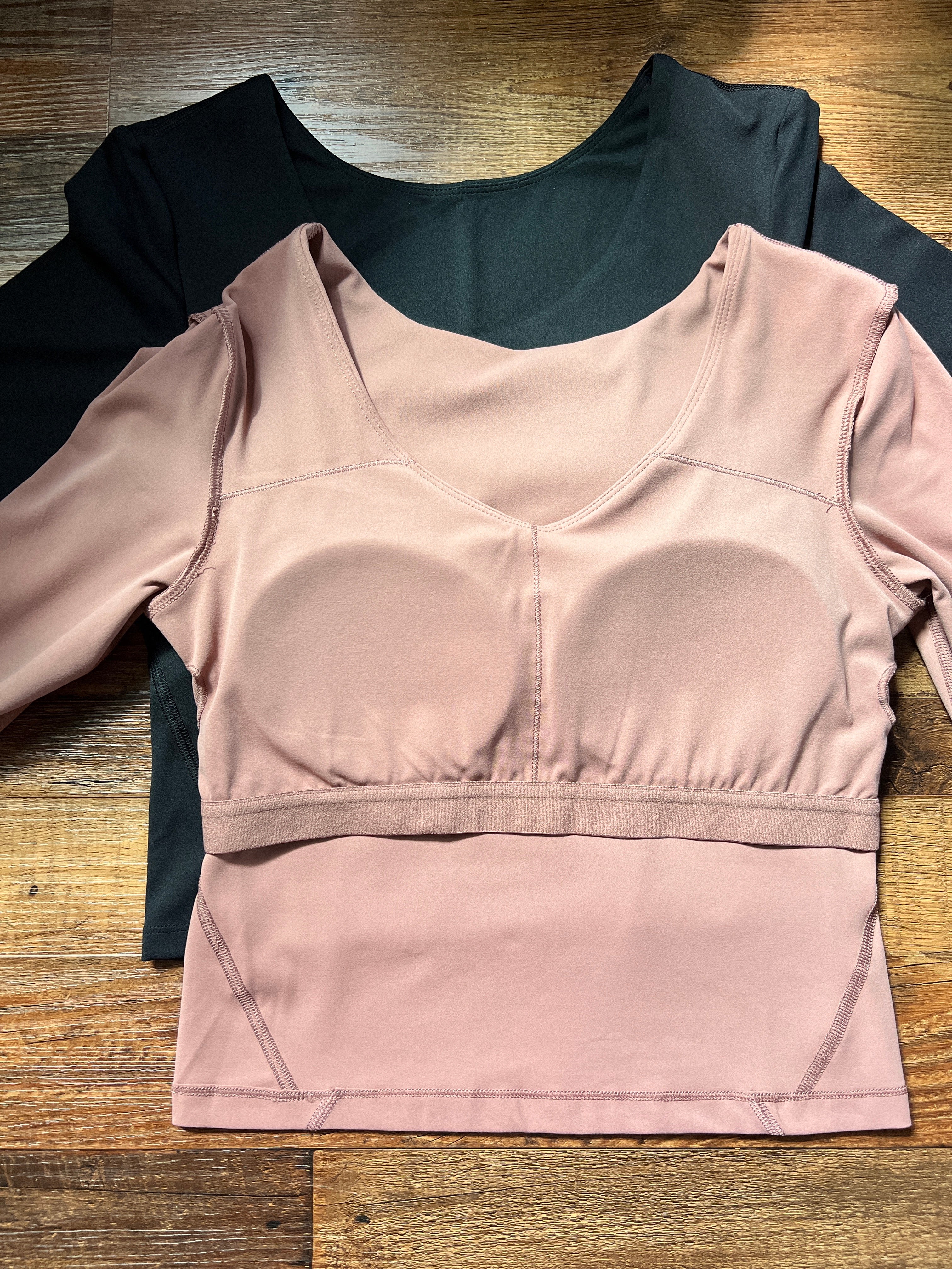 Movement Long Sleeve Padded Bra Top in Dusty Mauve