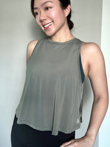 Pleated Tank Top in Olive