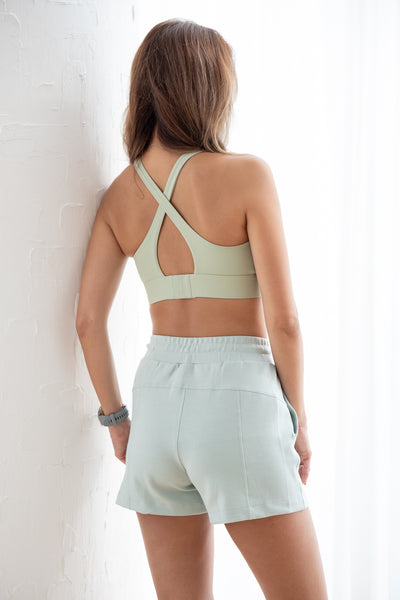 Cross Back Clasp Sports Bra in Spring Green – Fly Activewear