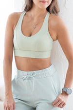 Load image into Gallery viewer, Cross Back Clasp Sports Bra in Spring Green
