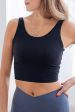 Load image into Gallery viewer, Round Neck Padded Bra Top in Black
