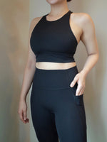 Load image into Gallery viewer, Breathe High-Neck Bra Top in Black
