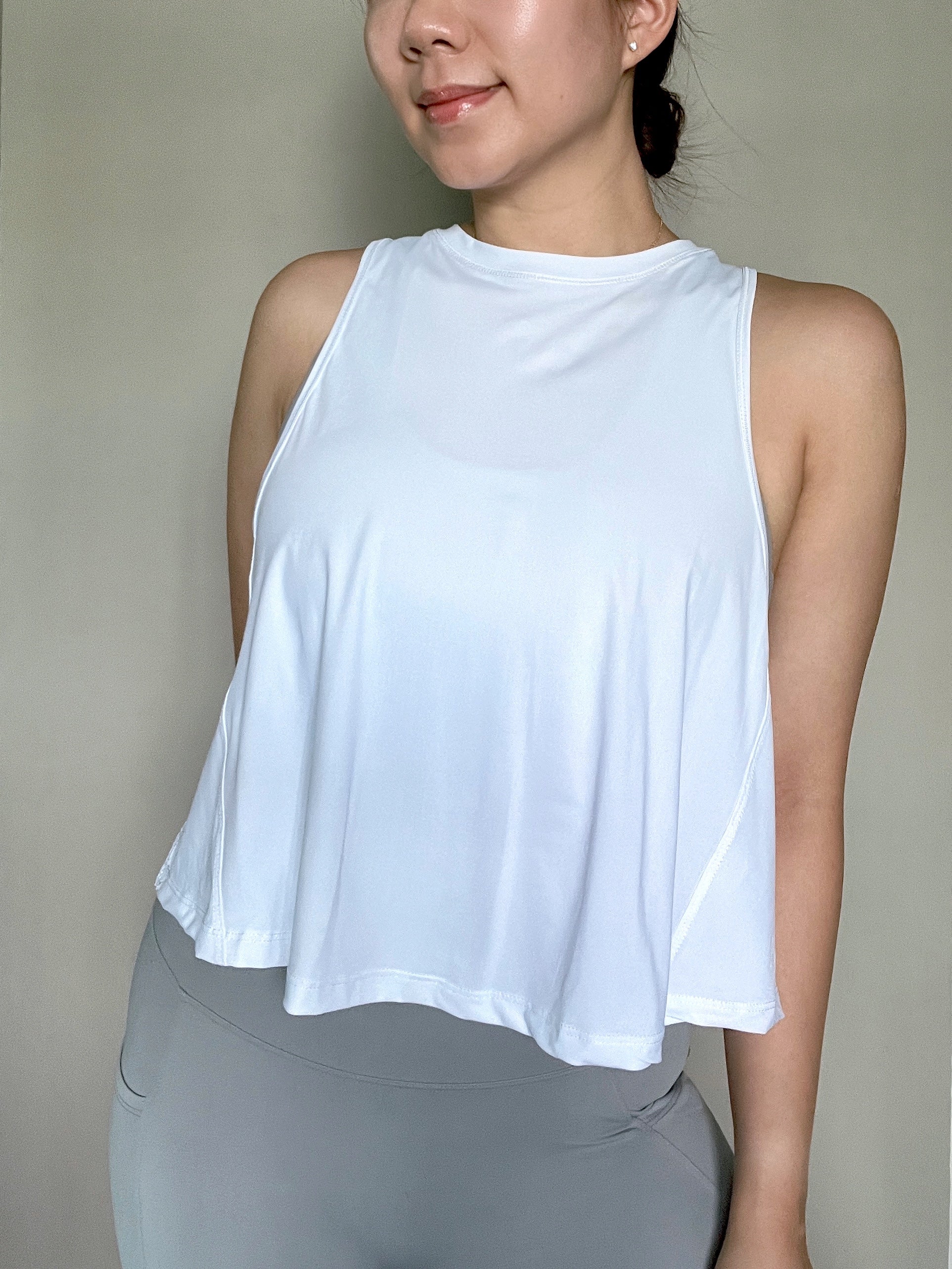Pleated Tank Top in White – Fly Activewear