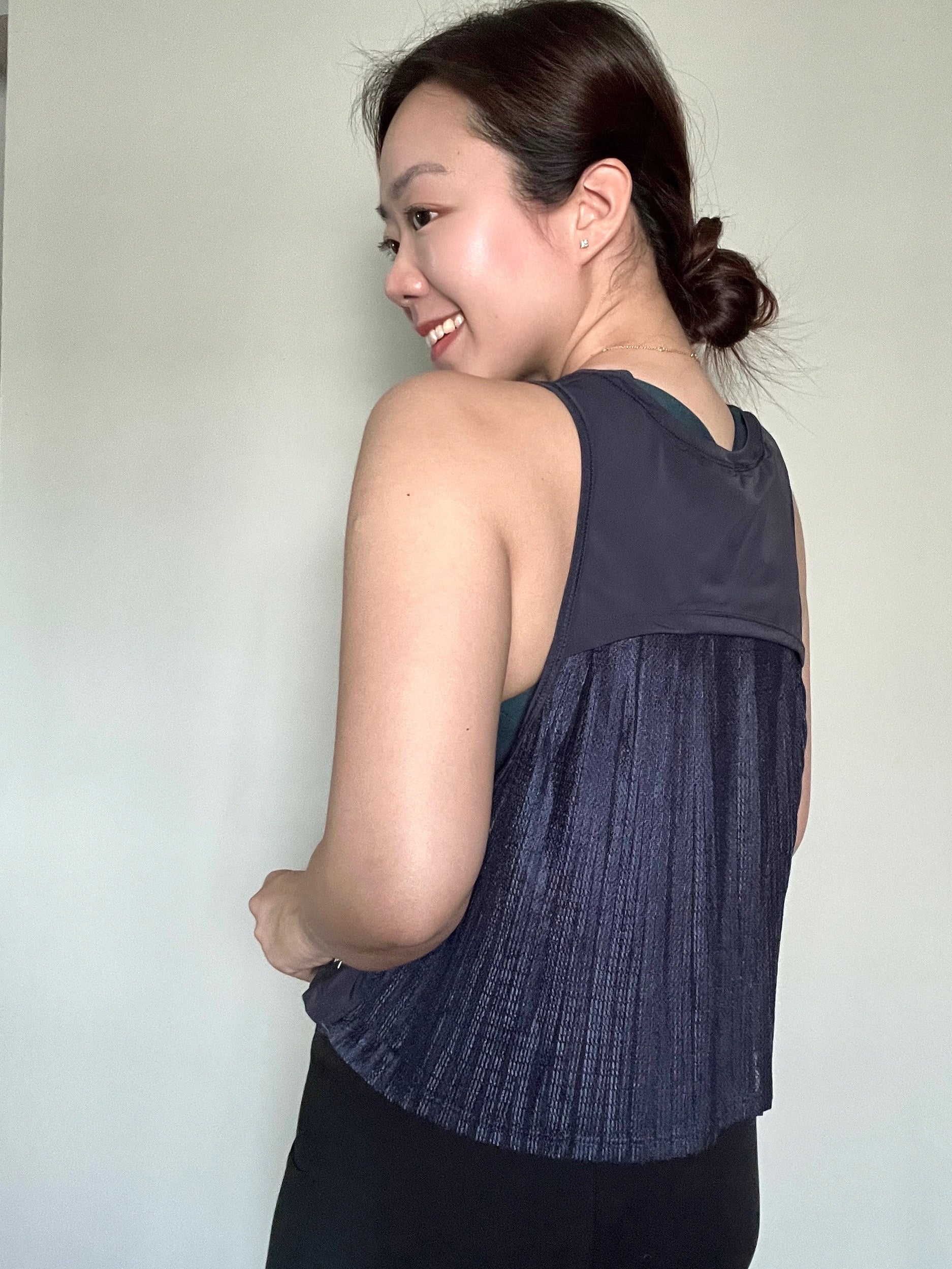 Pleated Tank Top in Navy